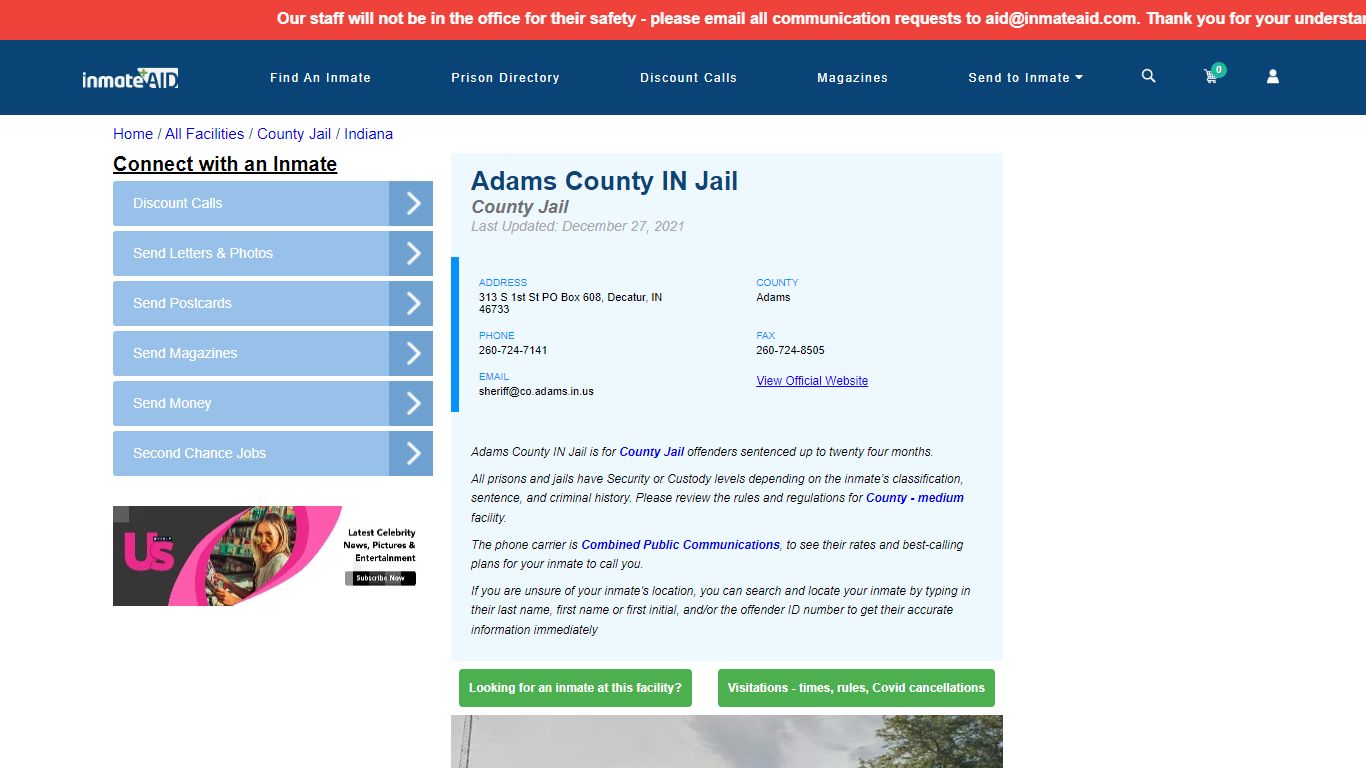 Adams County IN Jail - Inmate Locator - Decatur, IN
